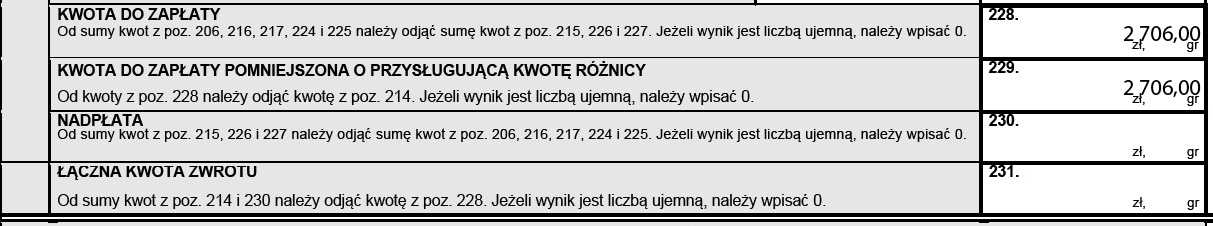 przykładowe kwoty do zapłaty