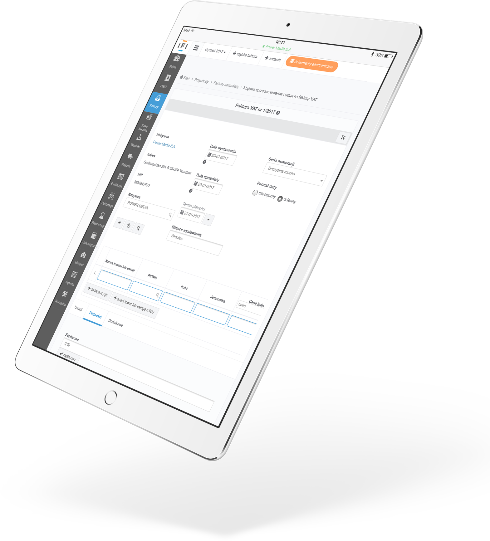 ifirma.pl program do księgowania - iPad crm@1x