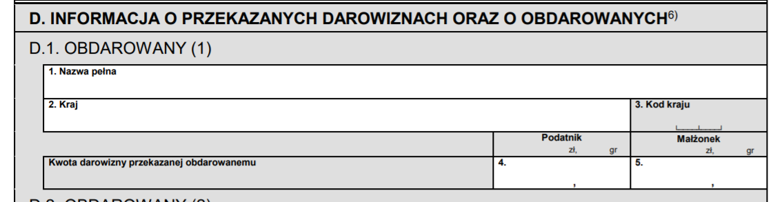 informacja o przekazanych darowiznach