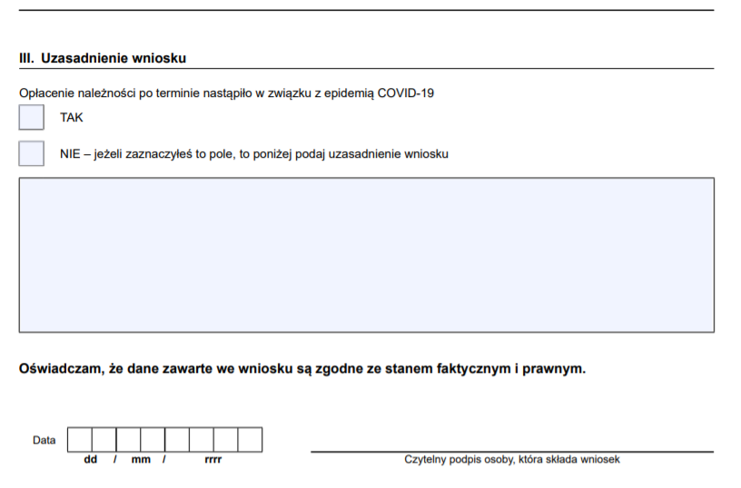 Wniosek RDO - uzasadnienie wniosku