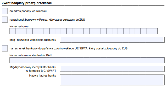 Wniosek RZS-P - zwrot nadpłaty Wniosek RZS-P - zwrot nadpłaty