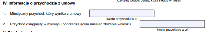 Wniosek RSP-C - informacje o przychodzie