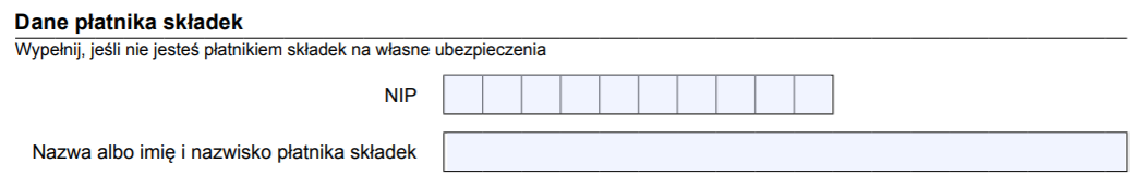 wniosek US-9 - dane płatnika składek