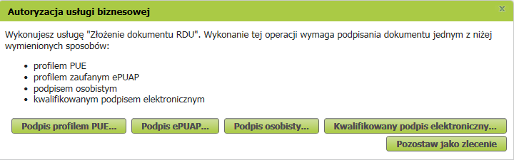 podpisanie wniosku RDU