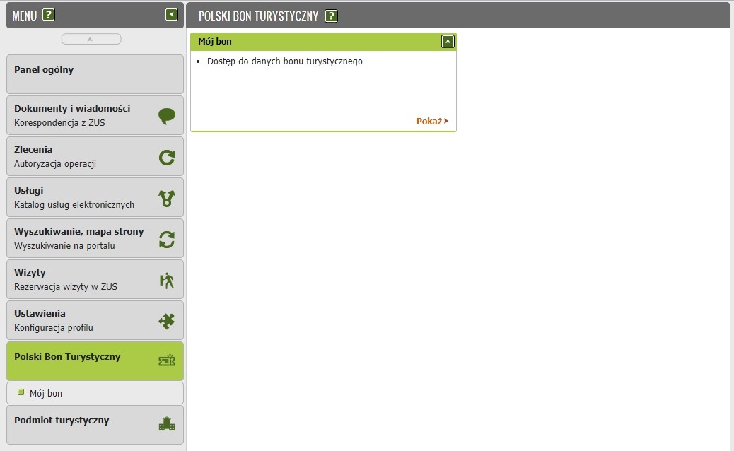 moj bon turystyczny w zus pue