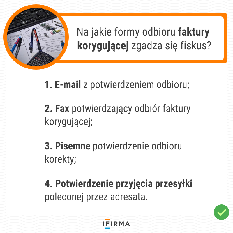 możliwe formy odbioru faktury korygującej