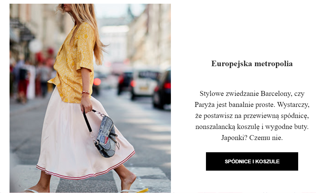 Showroom stawia na szerszy wakacyjny kontekst, łącząc zakupy z podróżami.
email marketing