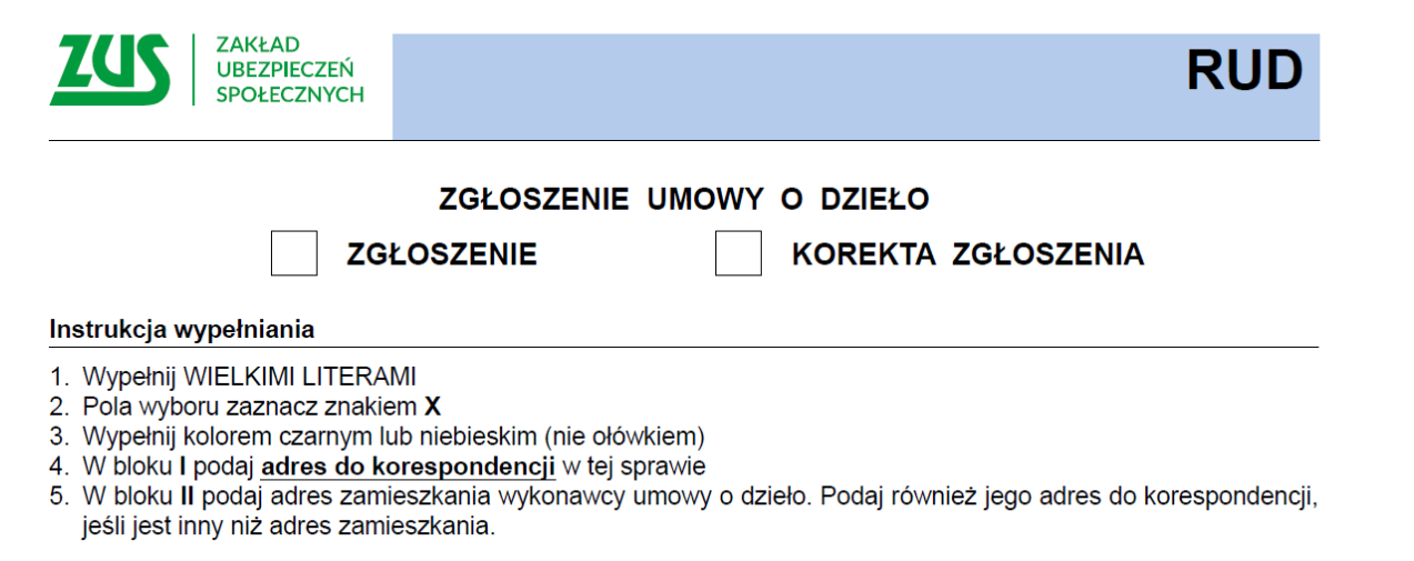 ZUS RUD - wniosek