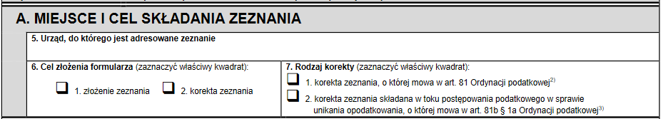 jak wypełnić PIT-36S - część A