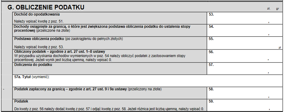 jak wypełnić PIT-36S część G