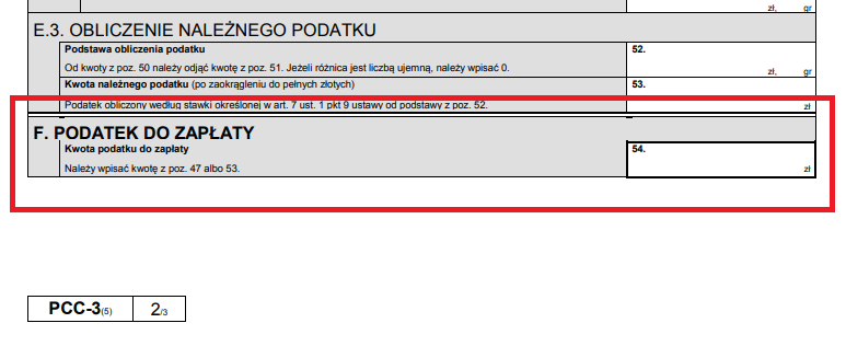 część f podatek do zapłaty