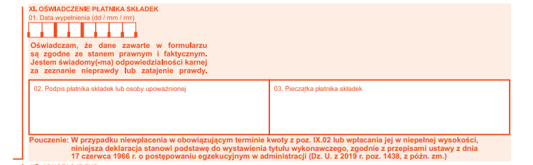 zus dra oświadczenie płatnika