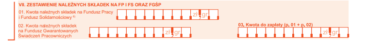 zus dra zestawienie składek na fp
