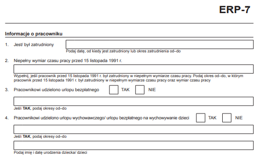 ERP-7 informacje o pracowniku