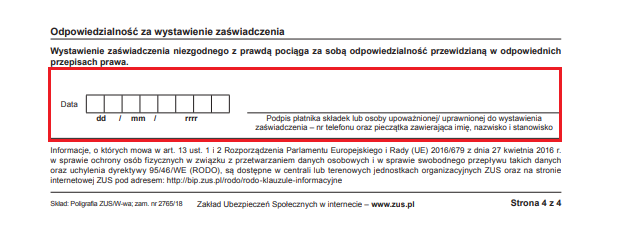 odpowiedzialnośc za wystawienie zaświadczenia