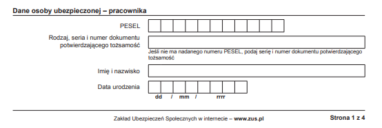 ZUS ERP-7 dane pracownika