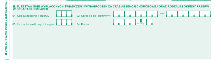 zus imir zestawienie wypłaconych świadczeń i wynagrodzeń za czas absencji  