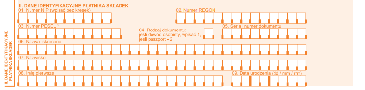 ZUS RCA dane identyfikacyjne