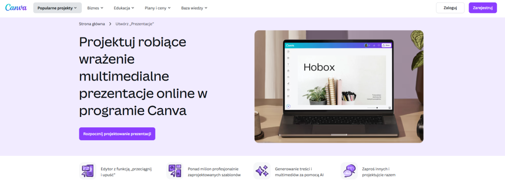 Program do prezentacji za darmo - Canva