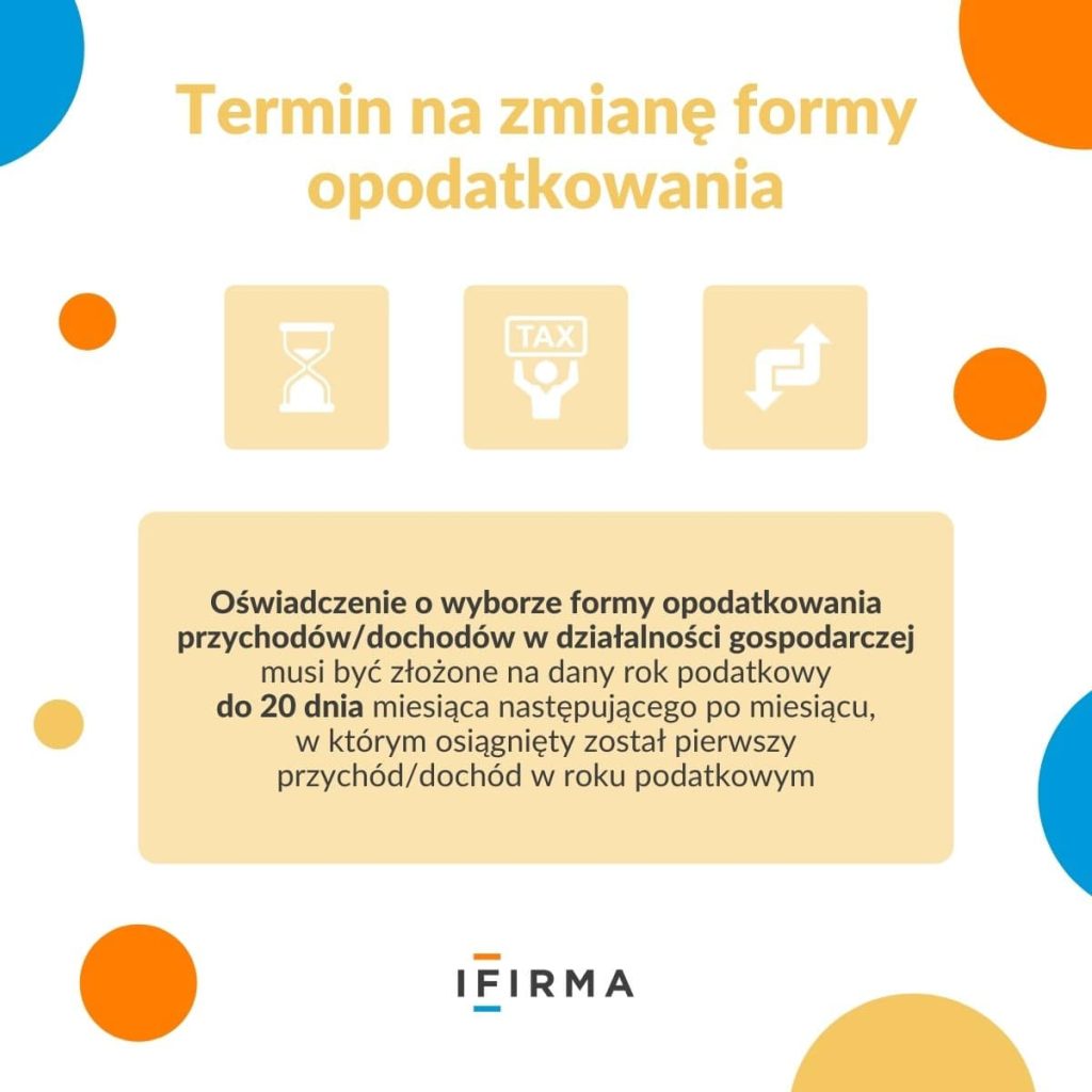 zmiana formy opodatkowania terminy infografika