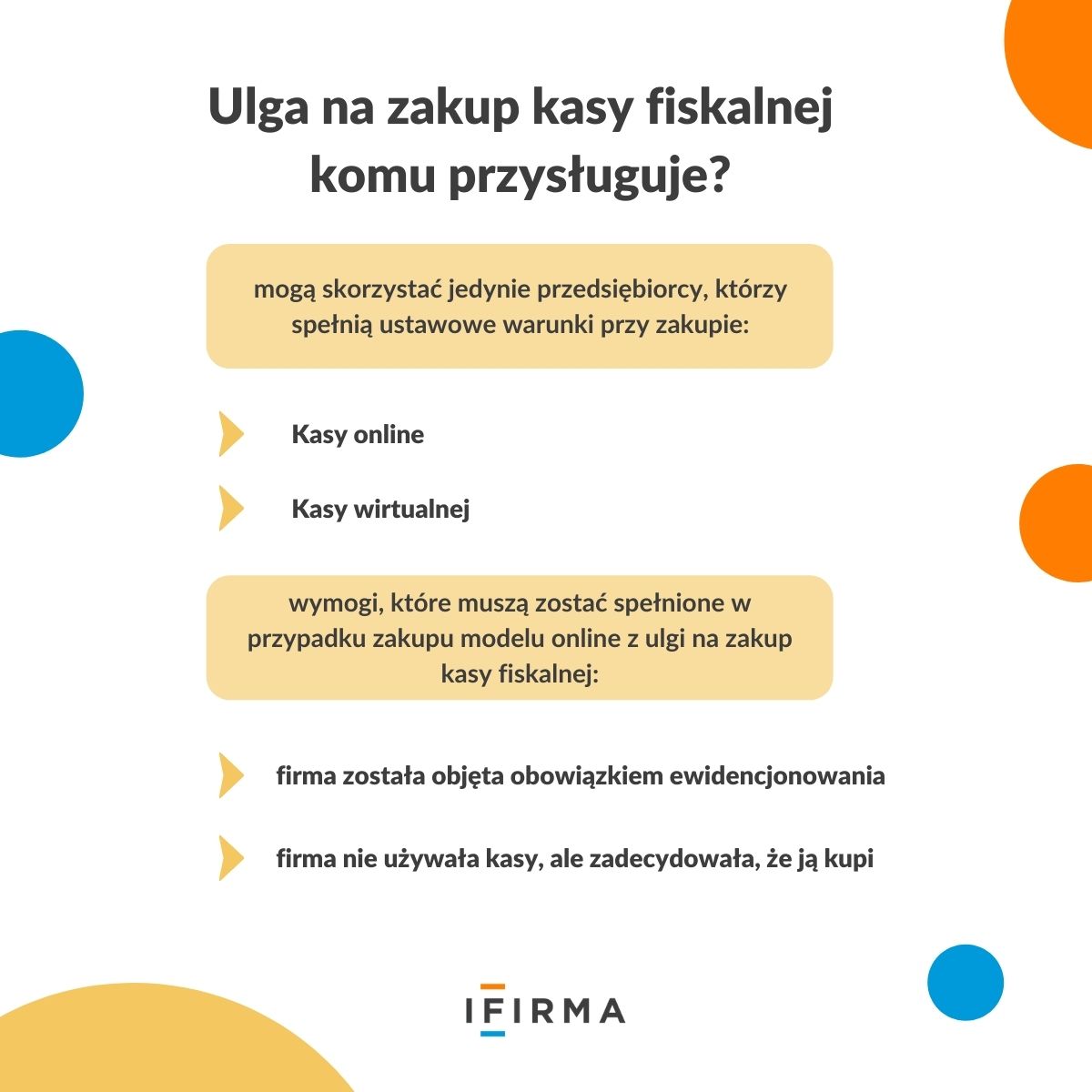 ulga na zakup kasy fiskalnej infografika