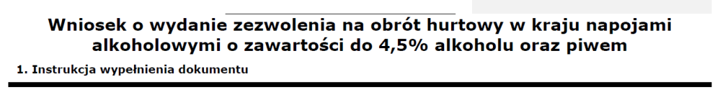 wniosek o wydanie zezwolenia na obrót hurtowy