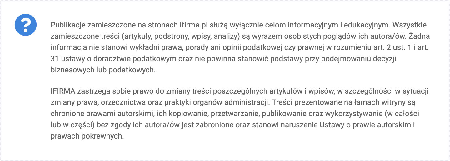 Klauzula/ zastrzeżenie prawne na ifirma.pl