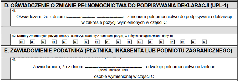 OPL-1 oświadczenie o zmianie pełnomocnika