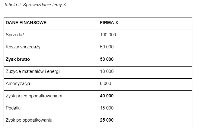 Sprawozdanie firmy X