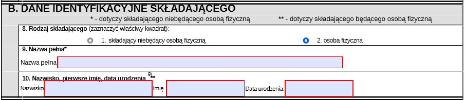 PIT-11 dane składającego