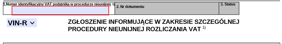 Zgłoszenie VIN-R