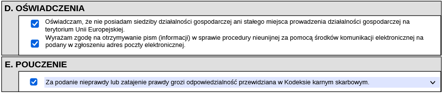 VIN-R - oświadczenia