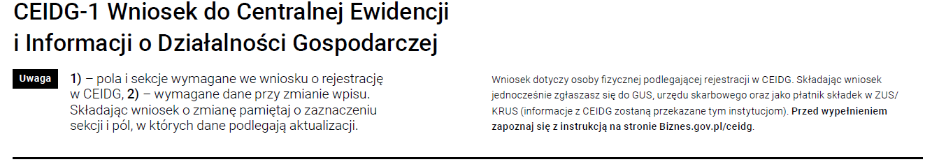 CEIDG-1 wniosek 2023