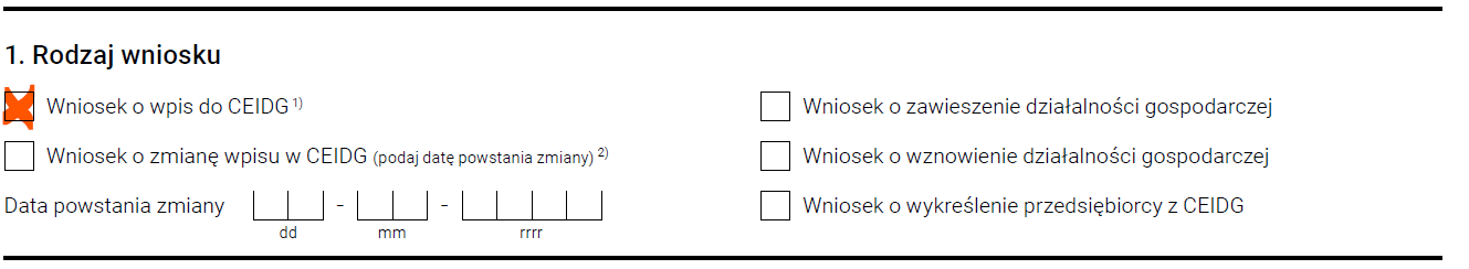 wniosek o wpis do CEIDG