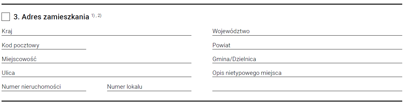 wniosek CEIDG-1 - adres zamieszkania