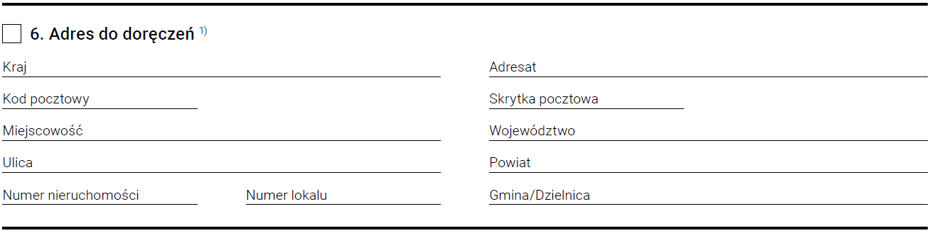 wniosek CEIDG-1 -  adres do doręczeń