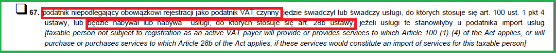 Nabycie usług - podatnik VAT zwolniony