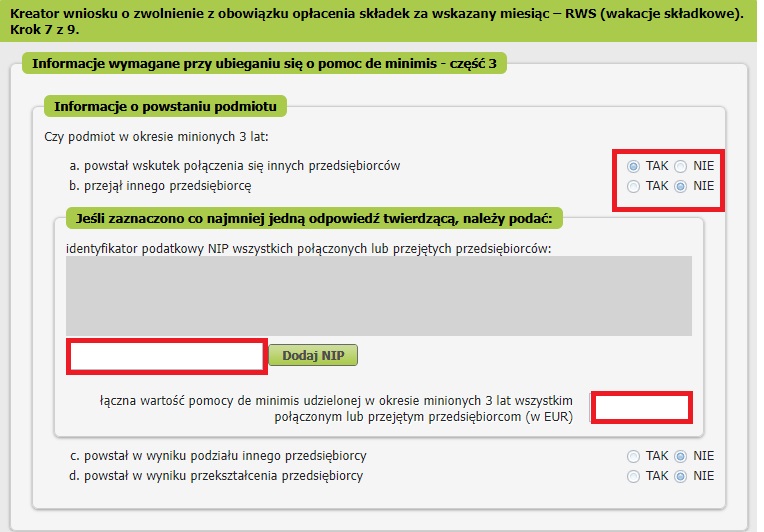 wniosek RWS powstanie podmiotu