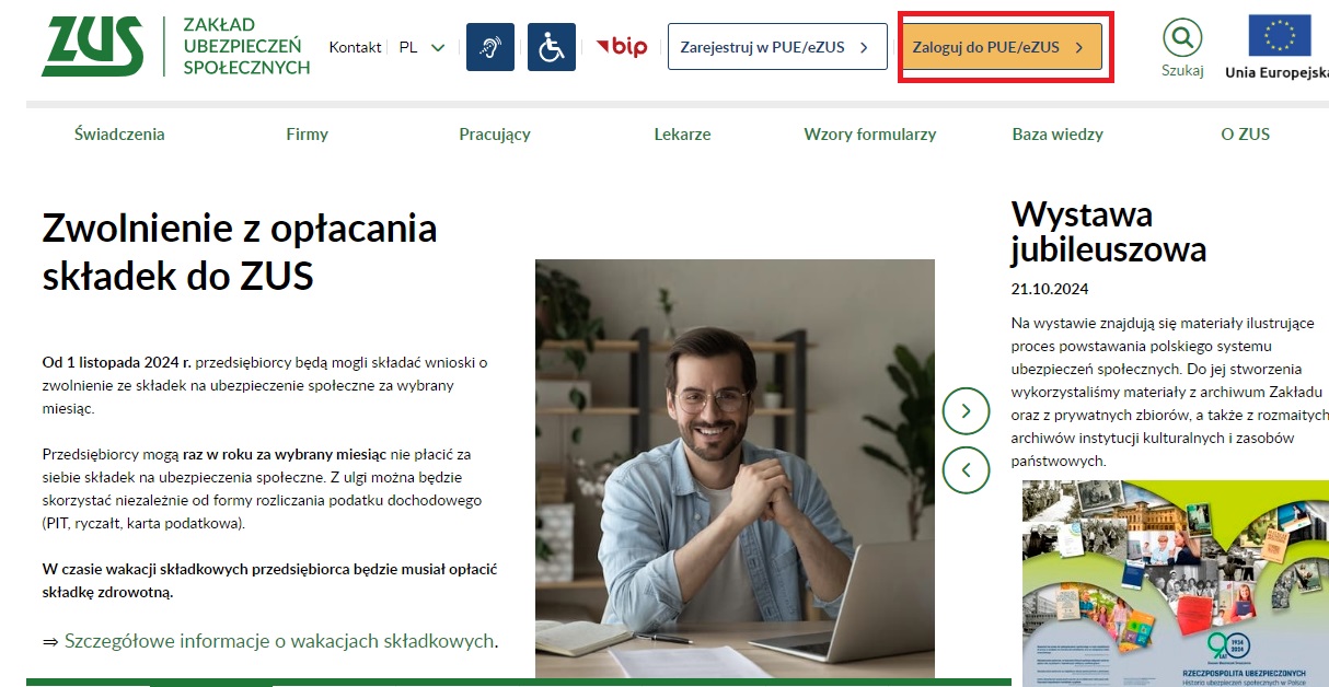 wakacje składkowe logowanie do ZUS