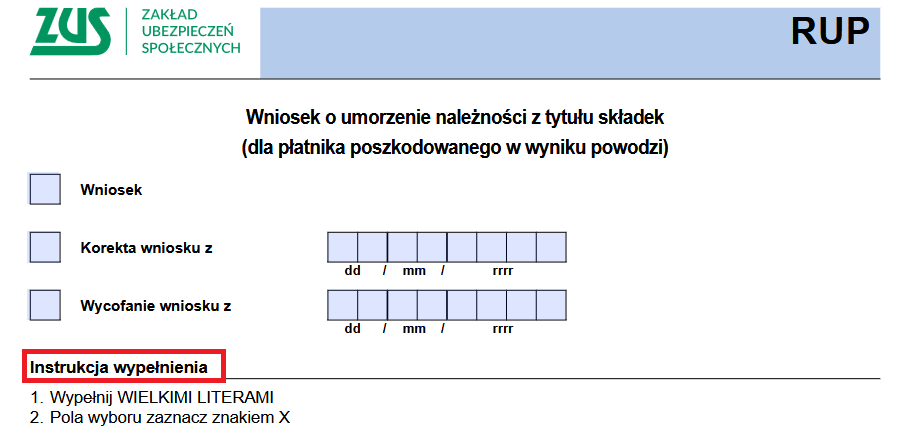 wniosek o umorzenie należności dla poszkodowanego w powodzi