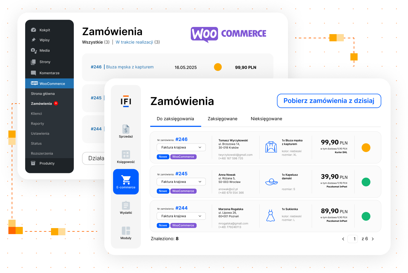 woocommerce pobieranie zamówień