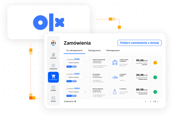 pobieranie zamówień integracja OLX