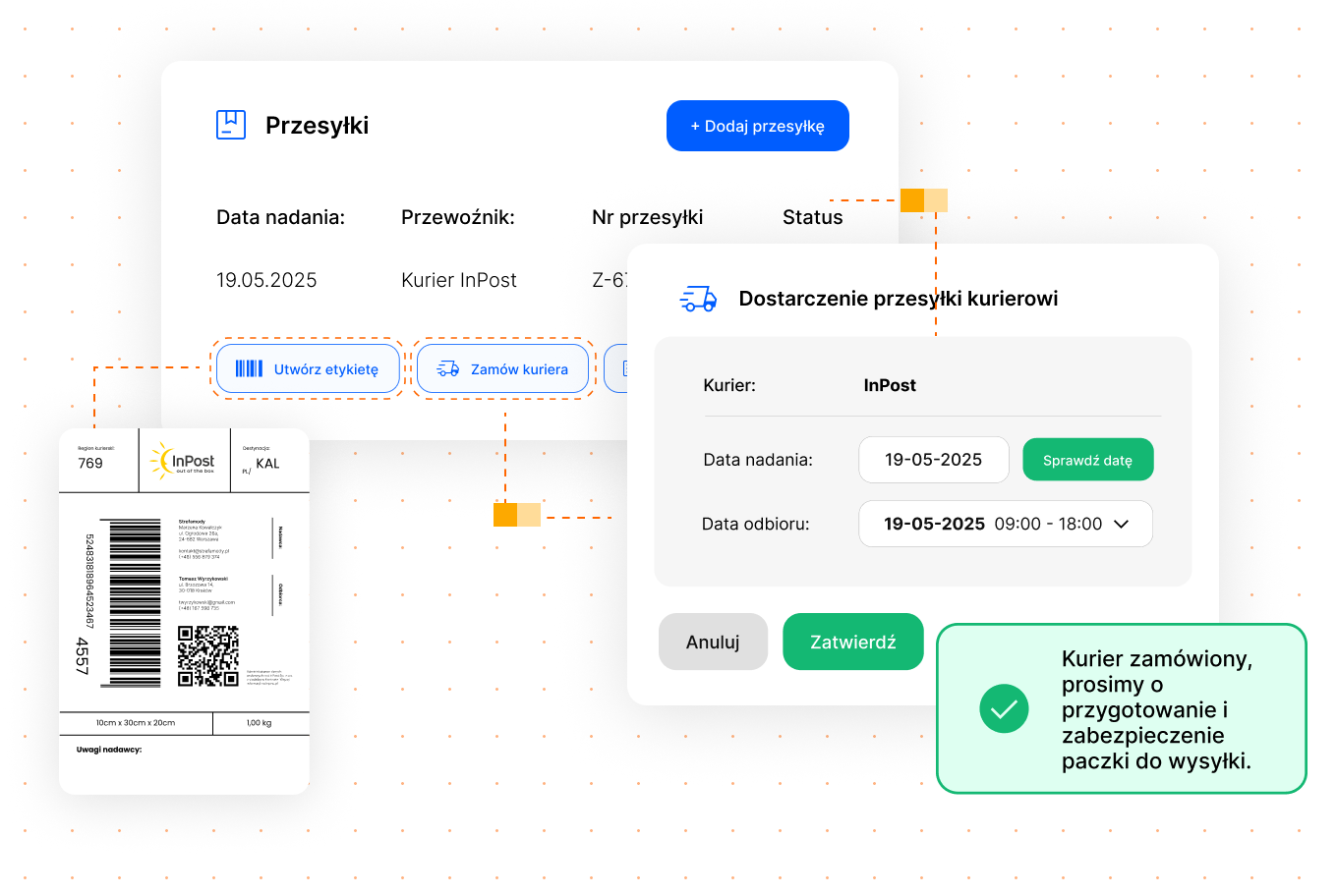 obsługa kurierów shopify