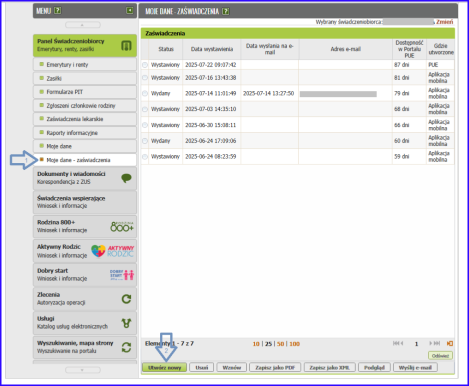 Samodzielne tworzenie zaświadczeń z danymi z ZUS