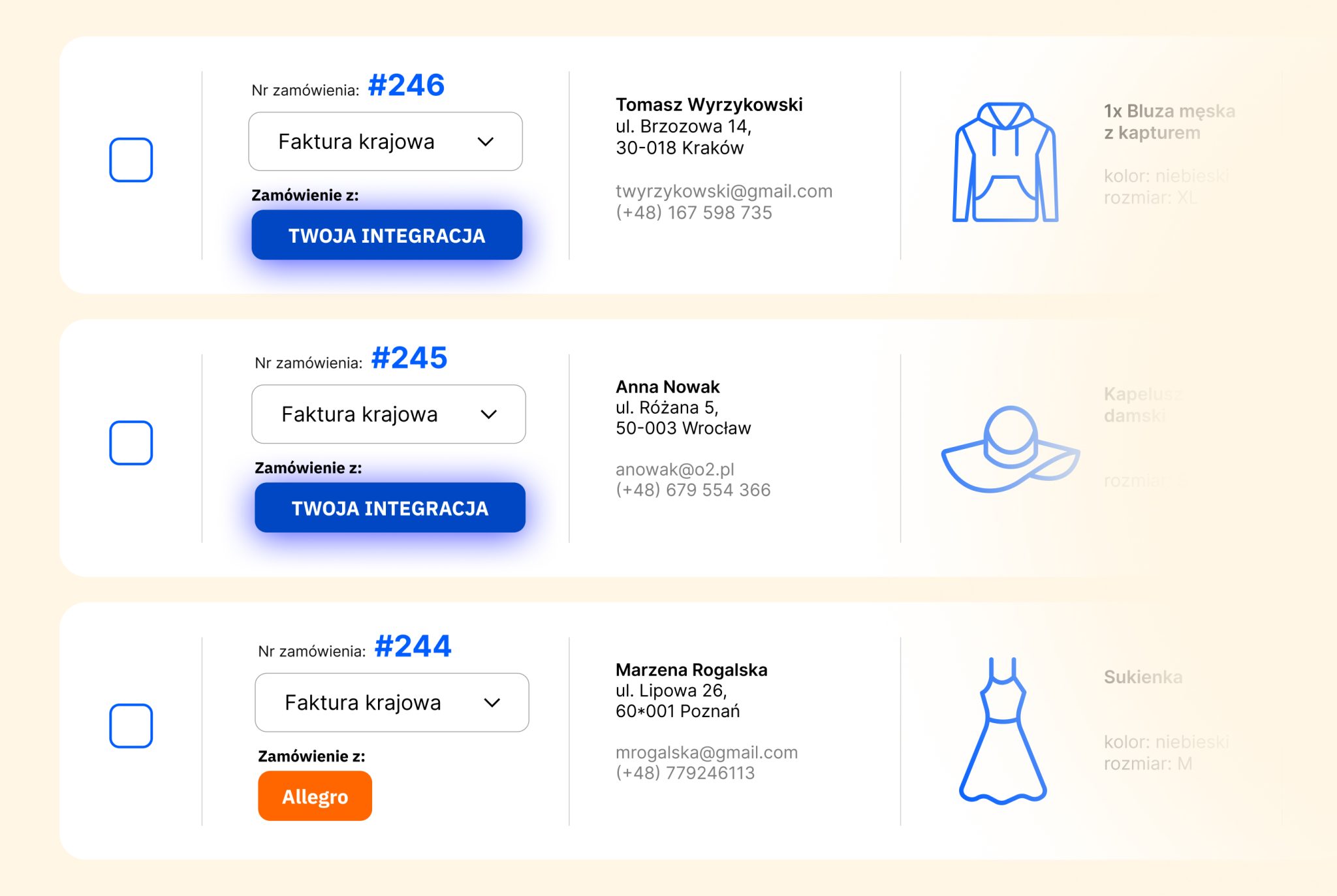 zarządzaj zamówieniami za pomocą API