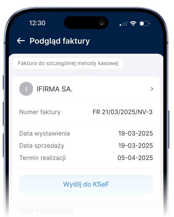 wysyłanie do KSeF w aplikacji