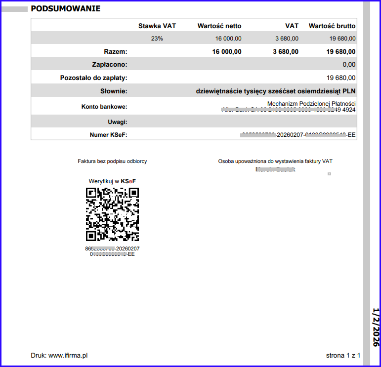faktura online ksef IFIRMA